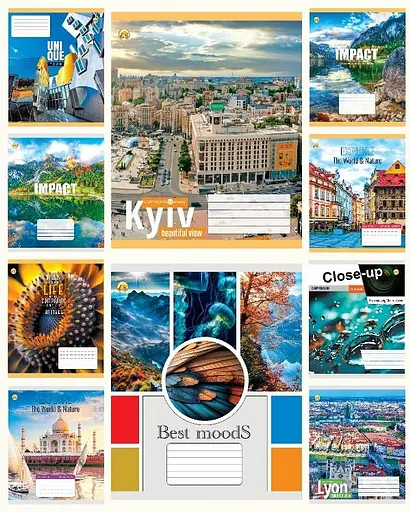 Зошити учнівські 24 аркуша клітинка Тверда ТЕ41300 Мікс 1, 20 шт. в упаковці