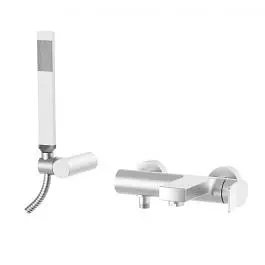 Смеситель для ванны Paffoni Tilt с регулируемым душевым гарнитуром steel TI023ST, Нержавеющая сталь - фото 1