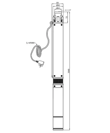 Насос глубинный центробежный многоступенчатый Pumpman 3.5КСЕМ3-12-0,75 кВт Hmax 66 м Qmax 5,4 куб.м 750 Вт (CV032265) - фото 6