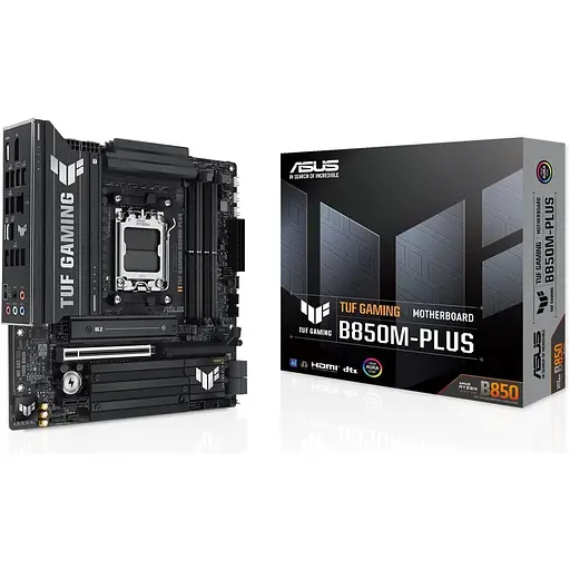 Материнська плата Asus AM5 TUF Gaming B850M-PLUS, B850, 4xDDR5, Int.Video (CPU), 4xSATA3, 3xM.2, 1xPCI-E 5.0 x16, 1xPCI-E 4.0 x1, ALC1220P, Realtek 2.5Gb, 10xUSB 3.2 / 6xUSB 2.0, HDMI/DP, MicroATX - фото 2