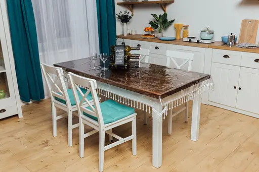 Скатерть силиконовая с белой жемчужной бахромой Elit 220х110 см - фото 6