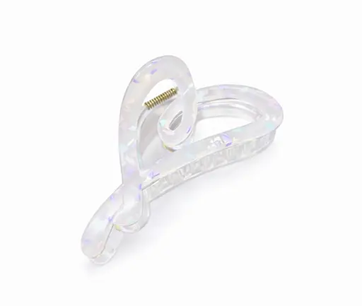 Заколка-крабик Сердце 12 см прозрачный акрил с вкраплениями Прозрачный - фото 1