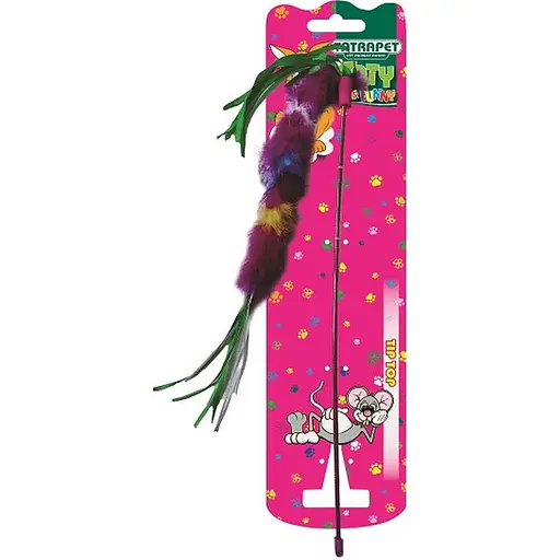 Игрушка для кошек Tatrapet Caty funny дразнилка с разноцветными перьями 45 см 