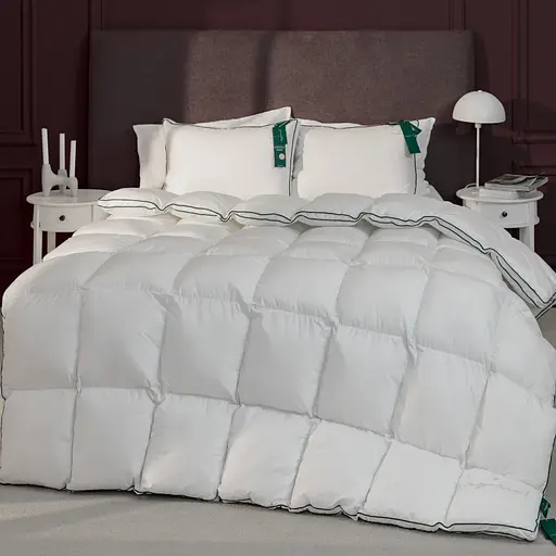 Одеяло пуховое MirSon Imperial Delight, летнее, 205х140 см, белое с зеленым кантом - фото 3