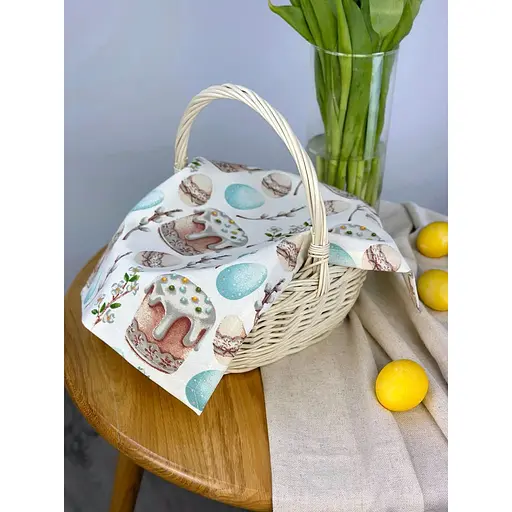 Пасхальное полотенце водоотталкивающее для корзины Пасхальная пасочка 40х30 см голубой