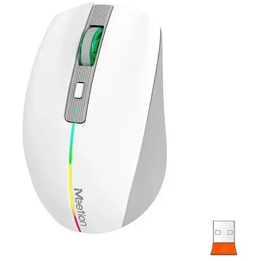 Комп'ютерна миша Mееtion BTM002 RGB 1000-1200-1600 dpi 6 кнопок USB 2.4G бездротова ігрова біла - фото 3