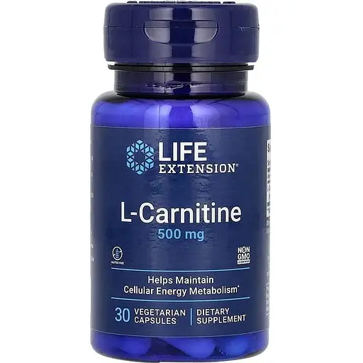 Жироспалювач Life Extension L-Carnitine 500 mg 30 вегакапсул - фото 1