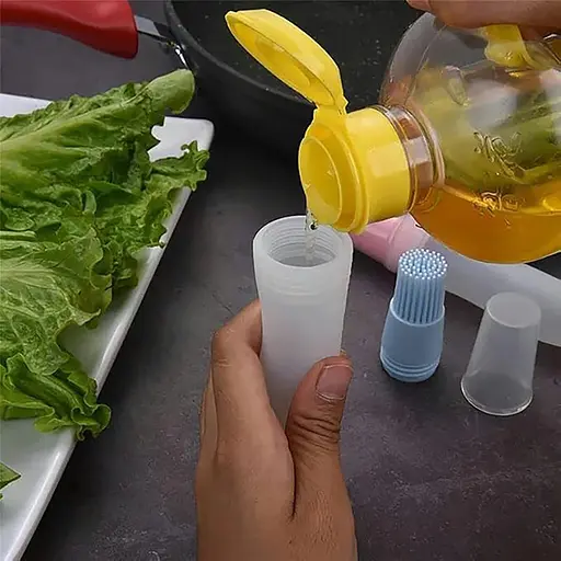 Пензлик кондитерський силіконовий з ємністю для олії маслянка з дозатором 17 см, A-plus Червоний 86901 - фото 8