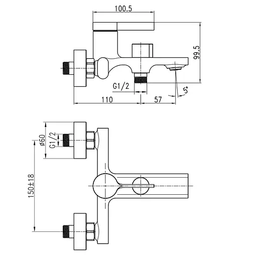 Смеситель для ванны TOPAZ Moderno TMD-33101-H78A хромированный с воронкой и шлангом для душа. - фото 2