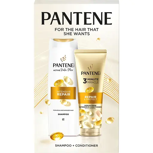 Подарунковий набір по догляду за волоссям Pantene Pro-V Інтенсивне відновлення: шампунь 400 мл + бальзам-ополіскувач 3 Minute Miracle 220 мл