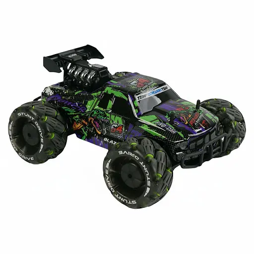 Радиоуправляемая трюковая машина RQ 3039-01, роликовые колеса, аккумулятор 3.7V, пульт 2.4G, свет, звук, музыка, Зеленая