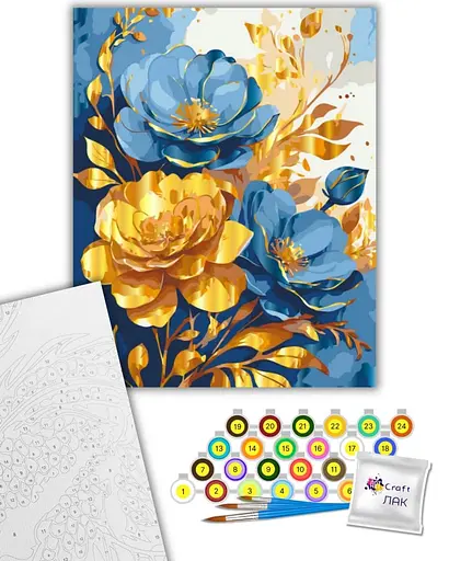 Набор для росписи ArtCraft Яркие цветы с металлизированными красками 40 x 50 см (13143-AC) - фото 2