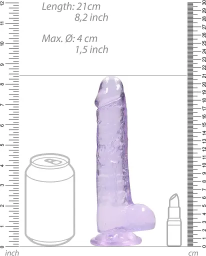 Фалоімітатор Realrock Crystal Clear Dildo Realistic 8 21 см фіолетовий - фото 5