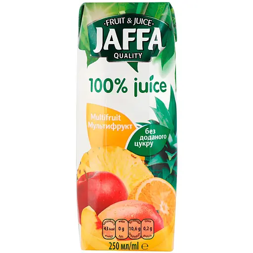 Упаковка сока Jaffa 100% Juice мультифруктовый 3.75 л (250 мл х 15 шт.) - фото 2