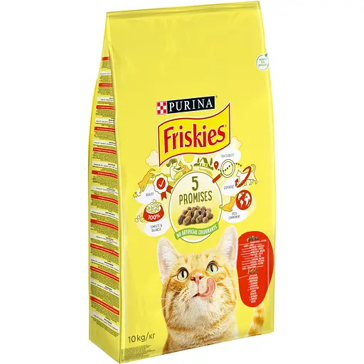 Уценка. Сухой корм для котов Friskies с говядиной, курицей и овощами 10 кг