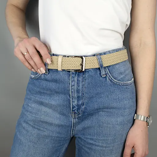 Ремінь-гумка жіночий PS-35010 (110 см) бежевий плетений - фото 2