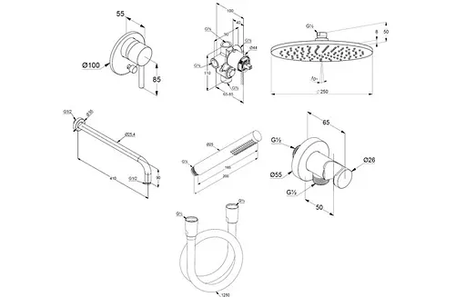 Душова система прихованого монтажу Kludi Bozz брашоване золото 38736N076 - фото 3