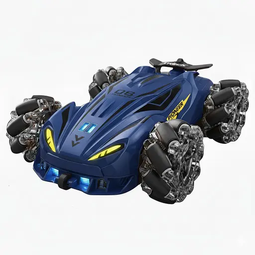 Радиоуправляемая трюковая машина JD 155-15 A-02, парогенератор, подсветка, музыка, аккумулятор 3.7V, пульт 2.4GHz, синяя