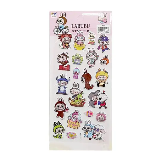 Детский набор наклеек "Лабубу" Bambi YG0328(Pink) микс, 10х22 см - фото 1