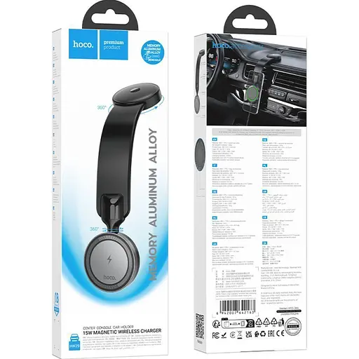 Автотримач із бездротовою зарядкою Hoco HW29 Totem Ring Magnetic Wireless Black Metal Gray (140687) - фото 6