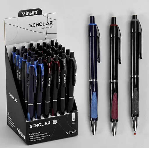 Ручка автоматична Scholar V5/С 37087 Vinson 0,7мм, кулькова синя (6900067370877) - фото 2