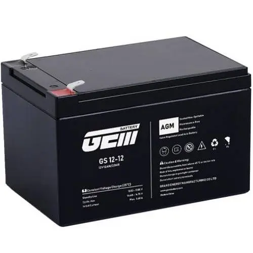 Аккумуляторная батарея GEM Battery 12V-12Ah, AGM, F1/F2, (GS 12-12)