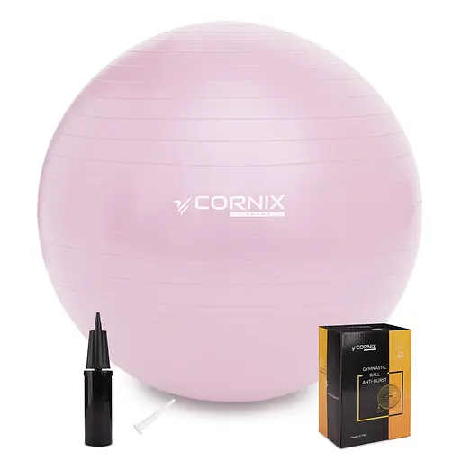 Мяч для фитнеса (фитбол) Cornix 55 см Anti-Burst Light Pink XR-0361 - фото 1