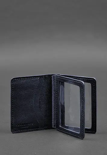 Кожаная обложка для водительского удостоверения, ID и пластиковых карт 2.0 синий - фото 3