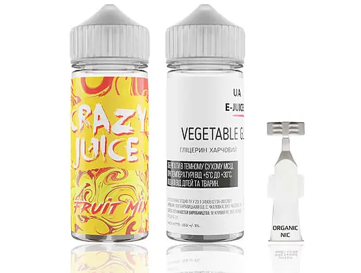 Набор компонентов для самозамеса органической заправки Crazy Juice Fruit Mix 120 мл 0-3 мг Апельсин, клубника с прохладой (11977)