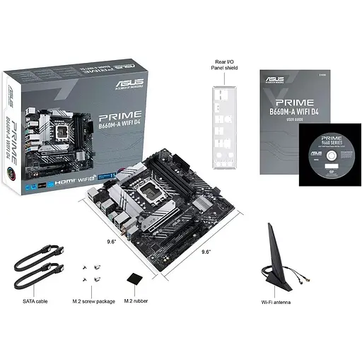 Материнская плата Asus Prime LGA1700, B660M-A WIFI D4, B660, 4xDDR4, Int.Video(CPU), 4xSATA3, 2xM.2, 1xPCI-E 16x 4.0, 2xPCI-E 16x 3.0, ALC897, GLan, WiFi 6, Bluetooth 5.2, 5xUSB3.2/6xUSB2.0, HDMI/DP, MicroATX - фото 6