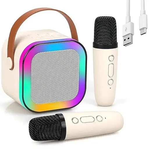 Детская портативная Bluetooth колонка с 2 микрофонами 10Вт с RGB подсветкой Мини караоке 2000mAh K12 - фото 2