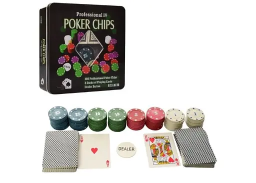 Настільна гра International Toys Trading LTD Покерний набір 100 фішок з номіналом (бляшана коробка) (IG-2033) - фото 8
