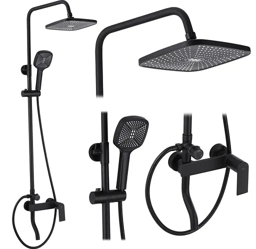 Душова система Rea Storm 2.0 black з виливом REA-P9532, Чорний матовий - фото 6