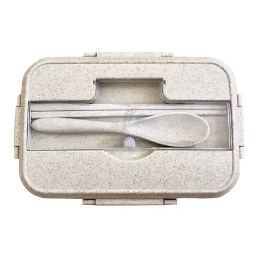 Ланч бокс из пшеничной соломы 1000мл с ложкой и кит палочки для микроволновки - фото 3