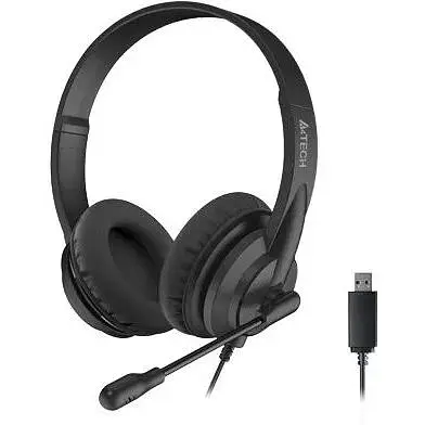 Наушники A4Tech HU-10 Black USB поворотный микрофон динамики 40 мм 105 дБ 32 Ом 2 м