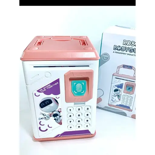 Электро-сейф с копилкой Bodyguard с кодовым замком и отпечатком пальца и ультрафиолетом розовый. - фото 2