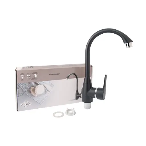 Смеситель для кухни Brinex 35B 007 Черный матовый - фото 3