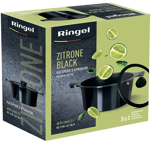 Кастрюля Ringel Zitrone Zitrone Black 4.2 л 24 см (RG-2108-24BL) - фото 6