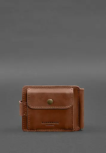 Кожаный портмоне 13.1 зажим с хлястиком светло-коричневый Crazy Horse - фото 9