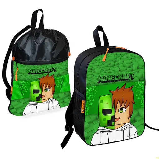 Школьный рюкзак детский Minecraft + Сумка для обуви спортивной формы рюкзак-мешок для мальчика (01717)
