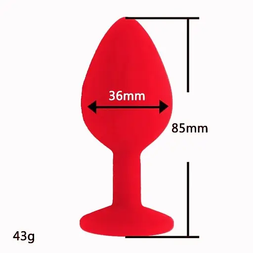 Силіконова анальна пробка з кристалом SKN-KSIL-04M (розмір M), Червоний - фото 3