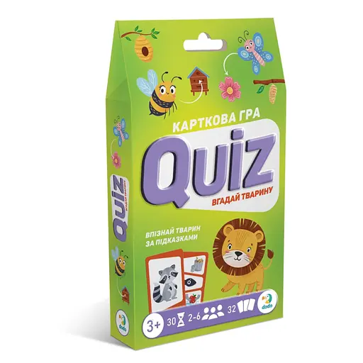 Настільна карткова гра для дітей "Вікторина: Вгадай тварину!" DoDo Toys 301244 - фото 1