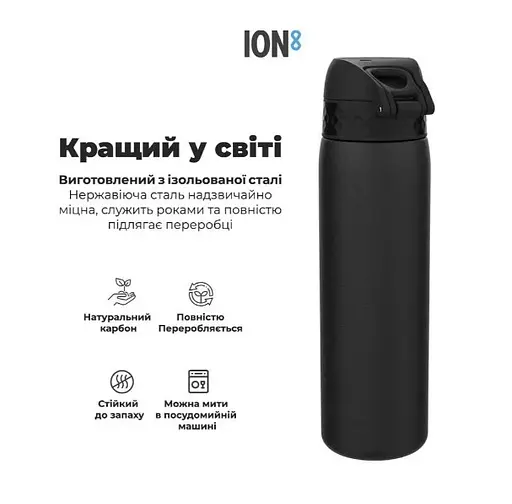 Пляшка для води ION8 металева вакуумна 500 мл Vacuum Insulated Black (I8TS500BLK) - фото 6
