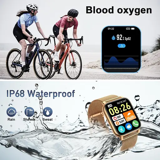 Женские умные часы с трекером упражнений: золотые умные часы для женщин, цифровые часы для мужчин, набор/ответ - фото 7