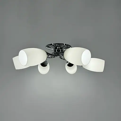 Срібна стельова люстра із білими плафонами Line.F 91066/6 - фото 7