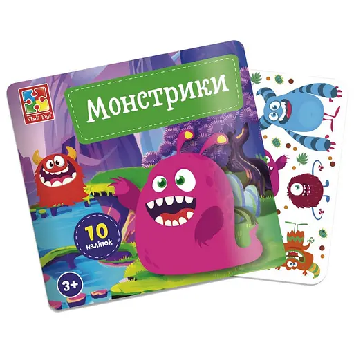 Набір для творчості "Монстрики" Vladi Toys VT4206-52, 10 наліпок на планшетці - фото 2