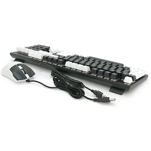 Комплект проводной KB+Mouse XStrike X-1011, USB, RGB подсветка, (Eng/Укр/Pyc), Black/White, Box