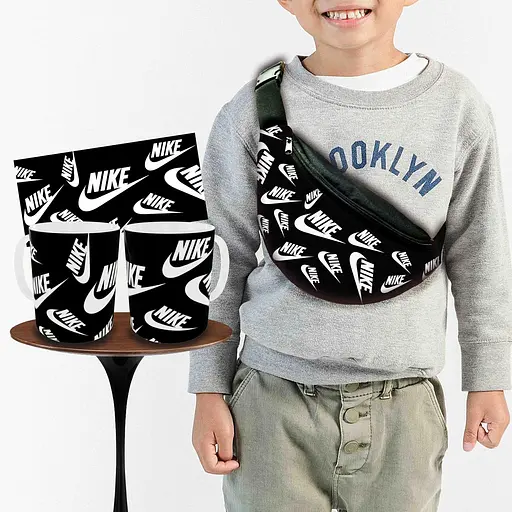 Набір: дитяча сумка-бананка+кружка Найк 32х15см, бананка для хлопчика через плече на подарунок (00937)