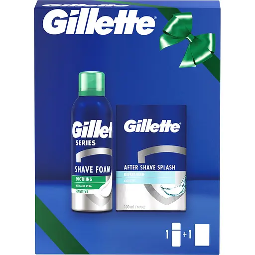 Подарунковий набір Gillette: піна для гоління для чутливої ​​шкіри з алое вера 200 мл + лосьйон після гоління Arctic Ice освіжальний 100 мл