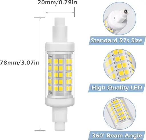 Eofiti 2 x R7s LED 78 мм 8 Вт LED R7S Денне світло 6000 K Холодний білий J78Лампа720 лм - фото 3